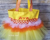 Candy Corn Monogrammed tote bag-Add to your Candy Corn costume, Yellow Orange White tote, Candy Corn Personalized bag, Candy Corn Bag