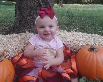 Little Pumpkin first birthday outfit girl pink, orange and maroon cake smash tutu outfit, autumn thanksgiving birthday outfit, fall tutu