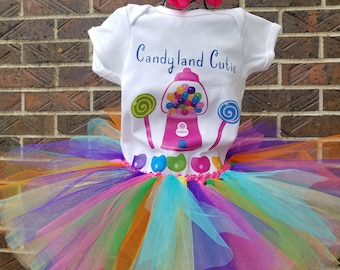 Candyland tutu set, Lollipop tutu, Candyland Birthday outfit, Rainbow tutu, Candy tutu, Candyland tutu, Candy Shop, First Birthday Candyland