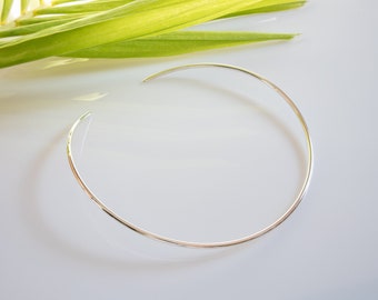 925 sterling silver neck wire, open cuff choker, real sterling silver jewelry, minimalist silver jewelry, 14 inch, trendy silver gifts