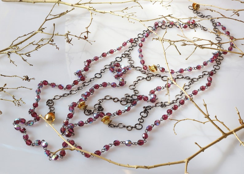 Long Drop Necklace Sparkly Purple Chunky Statement Choker Necklace Modern Jewelry Wedding Jewelry Layer Bead Choker Unique gifts