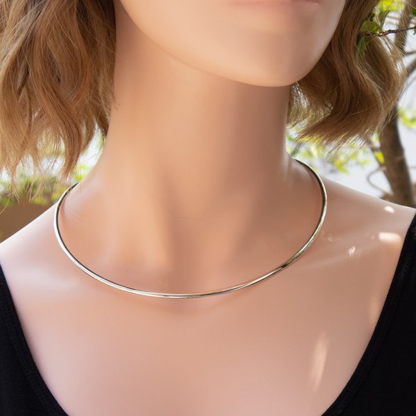 Sterling wire choker, open cuff choker, 925 solid sterling silver jewelry, simple silver jewelry, 16 inch, stamped 925, silver gift items