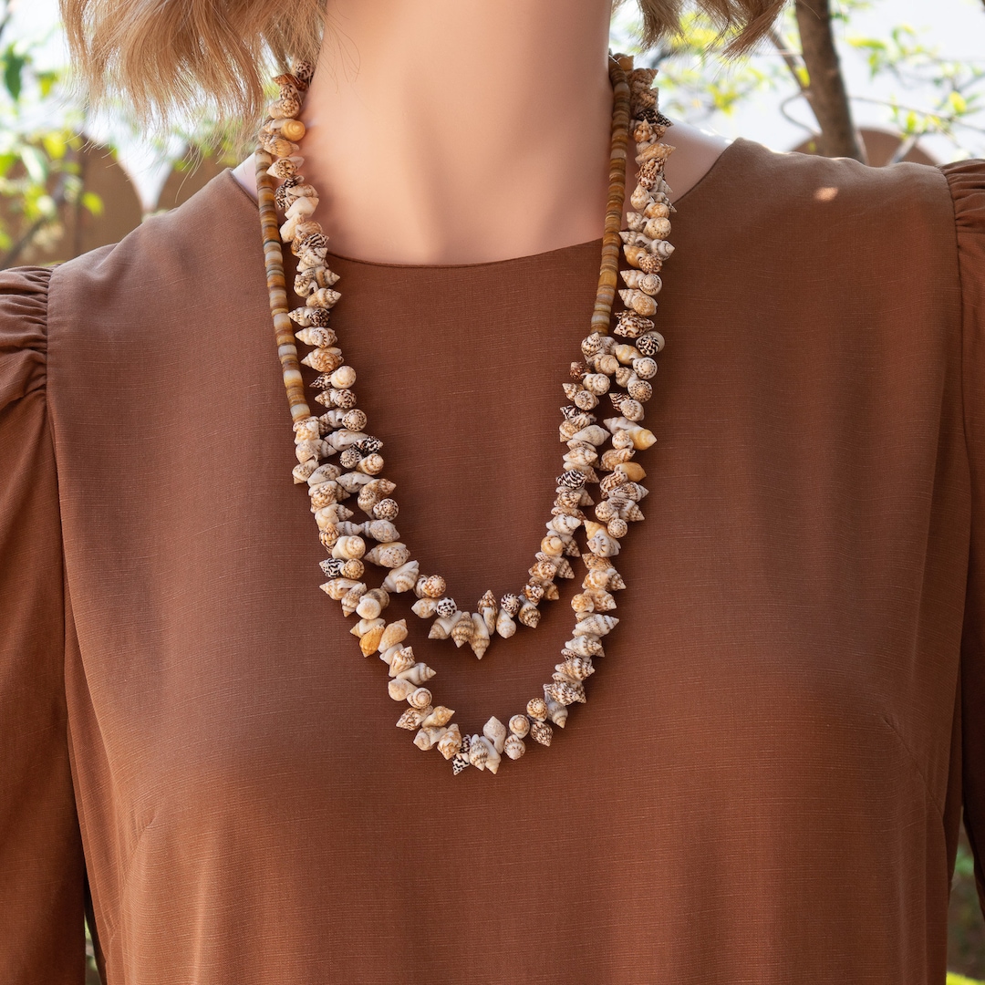 Extra Long Shell Necklace Tiny Seashell Necklace Double Wrap Etsy