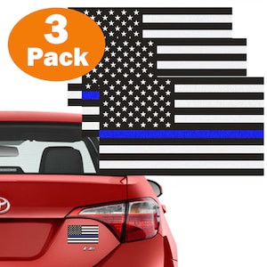 3 pack blauwe lijn USA Amerikaanse vlag decal 3 "x5" reflecterende bumper sticker voor auto vrachtwagen RV SUV Jeep Wrangler boot venster accessoires USF-05