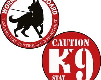 Juego de pegatinas para coche Working K9 a bordo: Precaución, perro, quédese atrás.