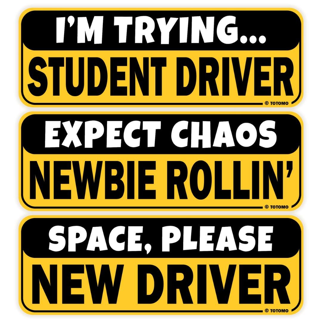 New Driver Magnet 3-Pack Funny Stickers – 10x3.5 Inch Reflective Safety Signs For Car Bumper, Waterproof & Removable Magnetic Stickers New Driver Magnet 3-Pack Funny Stickers – 10x3.5 Inch Reflective Safety Signs For Car Bumper, Waterproof & Removable Magnetic Stickers