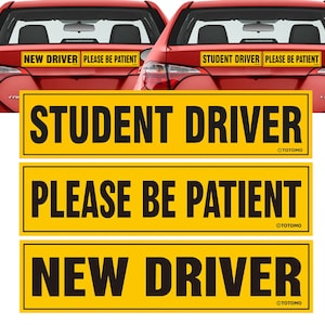 TOTOMO [New Driver] [Student Driver] [Please be Patient] Car Magnet Premium Quality 12&quot;x3&quot; Highly Reflective Safety Caution Sign