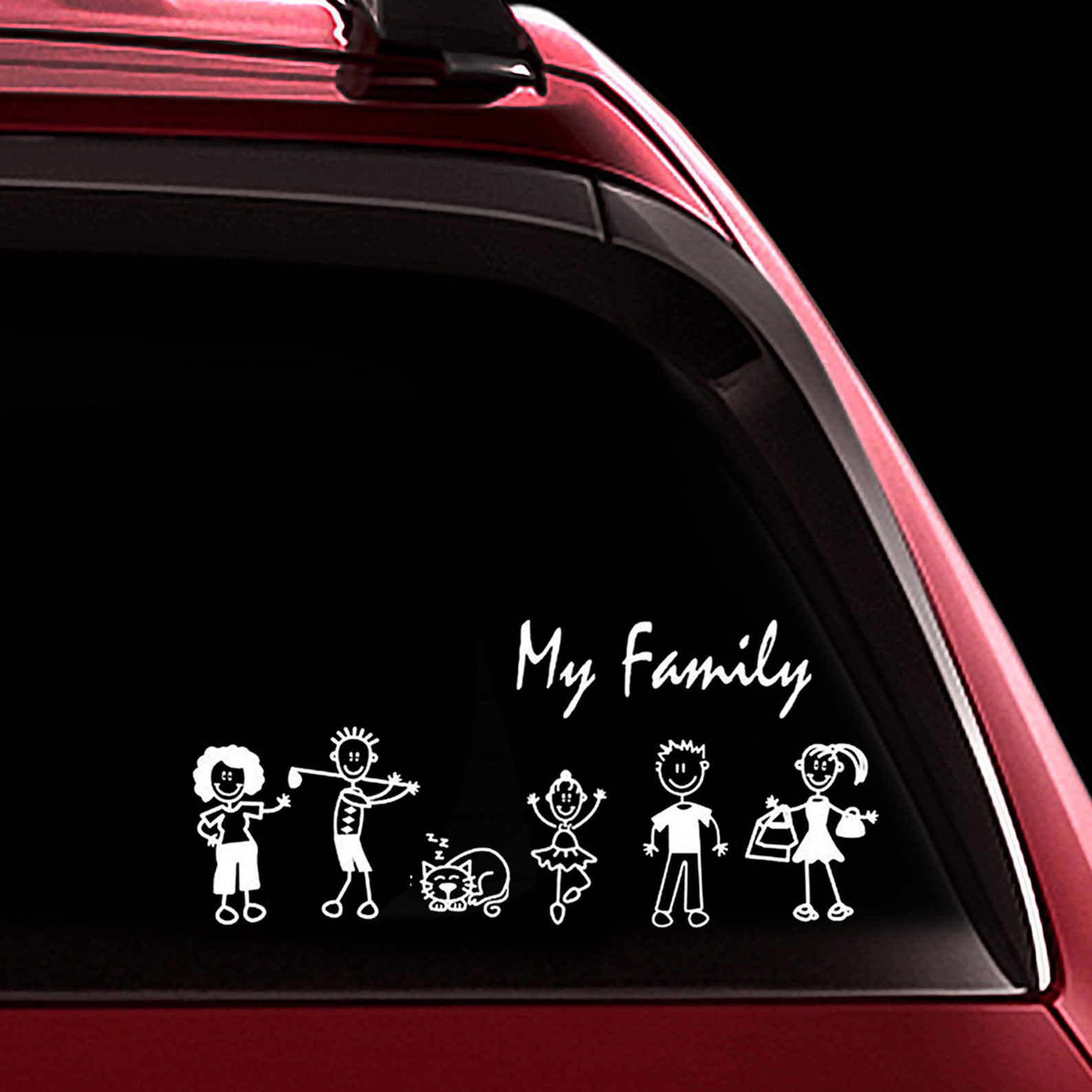 TOTOMO 48 Stick Figure My Family Car Decal Sticker Mom Dad Grandparents ...