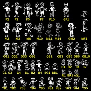 TOTOMO Customizable Stick Figure my Family Car Decal Sticker for Car Window Phone Notebook - Dad, Mom, Grandparents, Kids, Baby, Pets.
