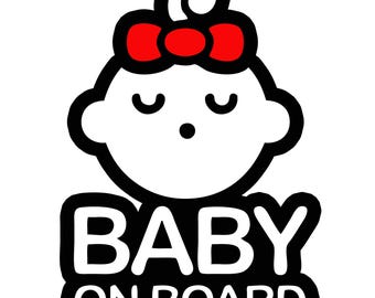 Calcomanía para coche "Bebé a bordo" - Señal de seguridad para niña durmiendo