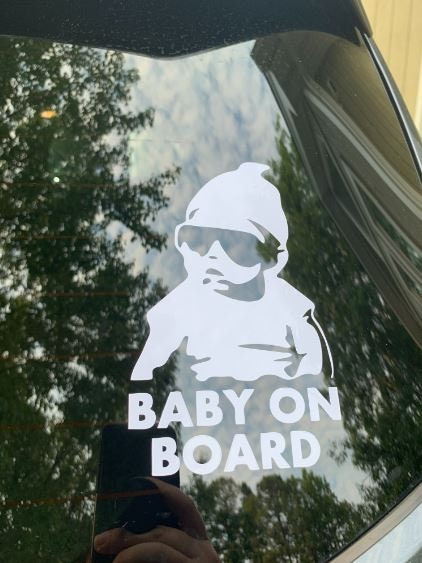  TOTOMO Baby on Board Sticker for Cars Funny Cute Safety Caution  Decal Sign for Car Window and Bumper No Need for Magnet or Suction Cup -  Carlos from The Hangover 