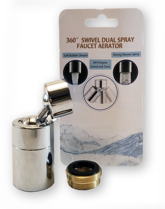 360° Swivel Kitchen Faucet Aerator Attachment – Dual Flow Sprayer With Adapters For Sink & Bathroom Faucets