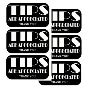 Les conseils sont appréciés Autocollant en vinyle 5 « x 2.5 » (Paquet de 6), Autocollants de panneau de basculement Décalcomanies pour les musiciens barmans Covoiturage Chauffeur Tip Jar