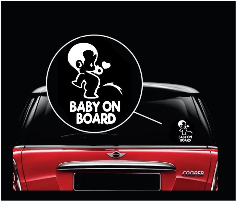 WARNING PREGNANT WOMAN Baby In Car On Board Funny Sticker Vinyl 