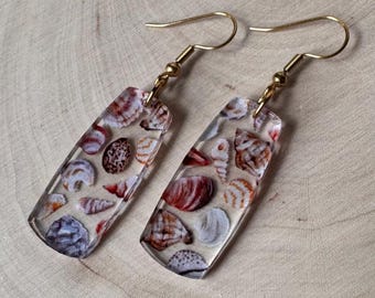 Beach earrings, dangle earrings, birthday gift for her, earrings for summer, giftsunder20, summer earrings, shell jewelry, beach jewelry
