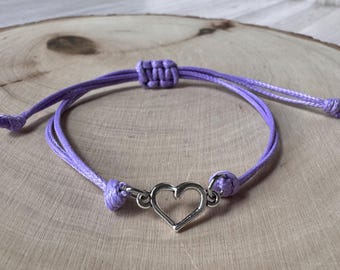 Adjustable sliding knot bracelet, gifts for her, birthday gifts, summer bracelets, stack bracelets, heart charm bracelet, giftsunder10