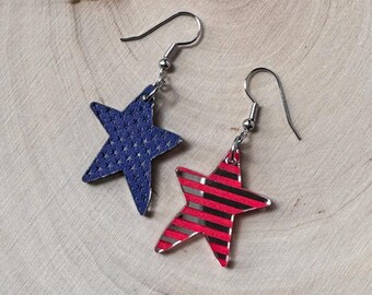 USA earrings, America 250, fourth of july , gift for her, patriotic jewelry, cute earrings dangle, gifts under 20, red white and blue