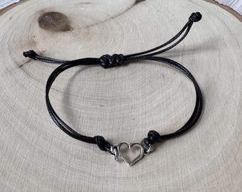 Adjustable sliding knot bracelet, gifts for her, birthday gifts, summer bracelets, stack bracelets, heart charm bracelet, giftsunder10
