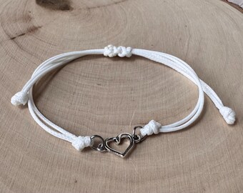 Adjustable sliding knot bracelet, gifts for her, birthday gifts, summer bracelets, stack bracelets, heart charm bracelet, giftsunder10