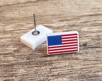flag earrings, earrings studs, fourth of july , gift for her, patriotic jewelry, cute earrings studs, gifts under 20, memorial day earrings