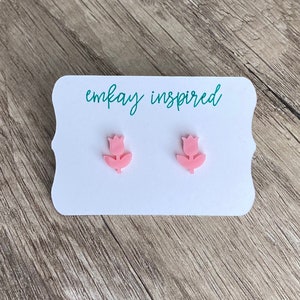 tulip earrings, spring earrings, flower earrings, stud earrings, gift for her, birthday gift, gift for women, floral, tulip flower, pink