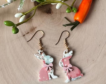 Easter Bunny earrings, spring earrings, gifts for her, birthday gift, bunny earrings, earrings dangle, Easter basket stuffers