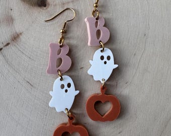 Halloween Boo dangle earrings,  spooky earrings, fall earrings for women, halloween earrings studs, gifts for her, fall jewelry