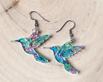 hummingbird earrings, spring earrings, bird earrings, dangle earrings, gift for her, birthday gift, gift for women, tiny bird earrings