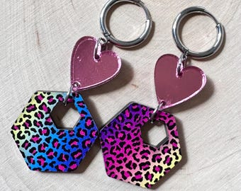 Leopard print dangle earrings, birthday gifts, gift for her, animal accessories, gift for women, gifts for mom, animal earrings dangle