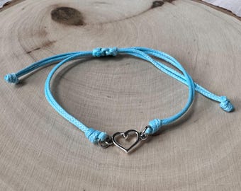 Adjustable sliding knot bracelet, gifts for her, birthday gifts, summer bracelets, stack bracelets, heart charm bracelet, giftsunder10