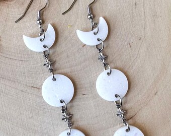cosmic earrings, earrings set, galaxy earrings, space, gifts for her, birthday gift, gifts under 20, moon phases, space jewelry