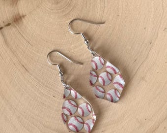 baseball, baseball earrings, earrings stud, gifts for her, gift for mom, birthday gift, sports