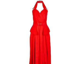 1992 Thierry Mugler Couture Halter Neck Red Dress