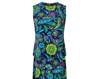 1960s Psychedelic Paisley Print Velvet Maxi Skirt and Top