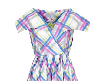 1950er Jahre Daniel Neals Kleid aus Baumwolle mit Karomuster