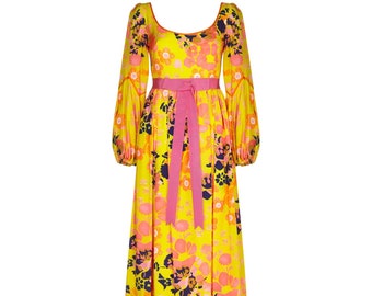 Frank Usher 1960s Psychedelic Floral Printed Dress