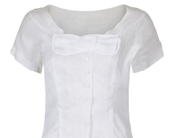 1950s Christian Dior White Cotton Blouse