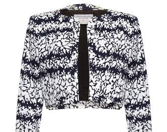 1990 Yves Saint Laurent Marine-Weiße Bolero-Jacke