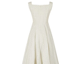 1950s Cotton Abstract Print Dress