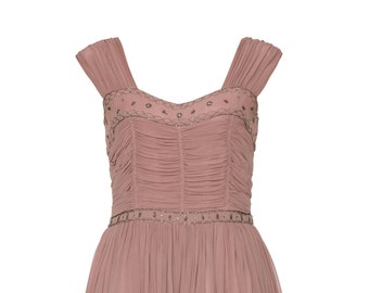 1950s Heiress Boutique Dusky Pink Cocktail Dress