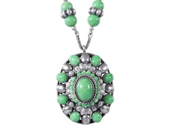 1920er Jahre Tschechische Jugendstil Silber Kette mit Anhänger Choker