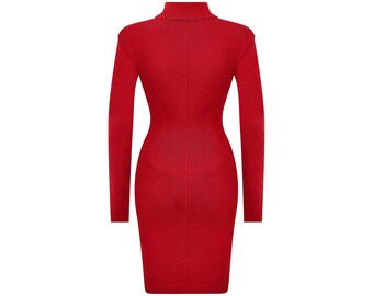 【ALAIA】ギンガム ニットドレス レッド ALAÏA ギンガム ニットドレス | ドレス | アライア JP