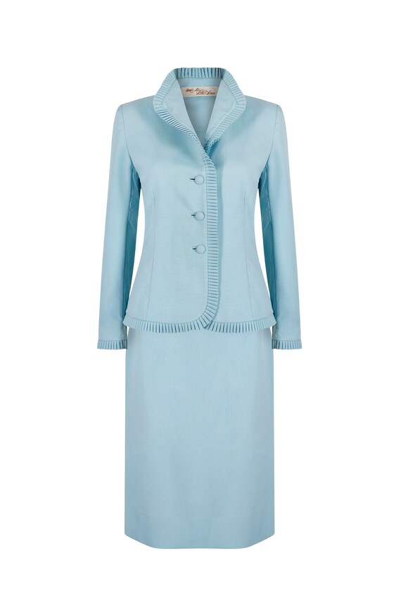 1970s Lilli Ann By Adolph Schuman Eggshell Blue Sk