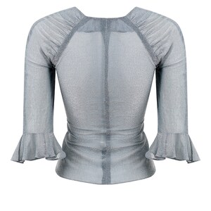 Early 1970s Quorum Silver Disco Top With Flounce Sleeves image 3