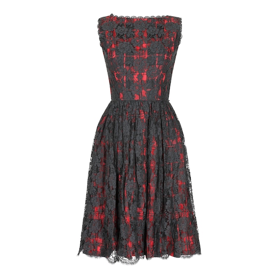 chinese dress ladies Red Two Piece Black Lace Skirt Long Sleeves Homecoming Dress, Short Prom  Dress, MH129 main image 0