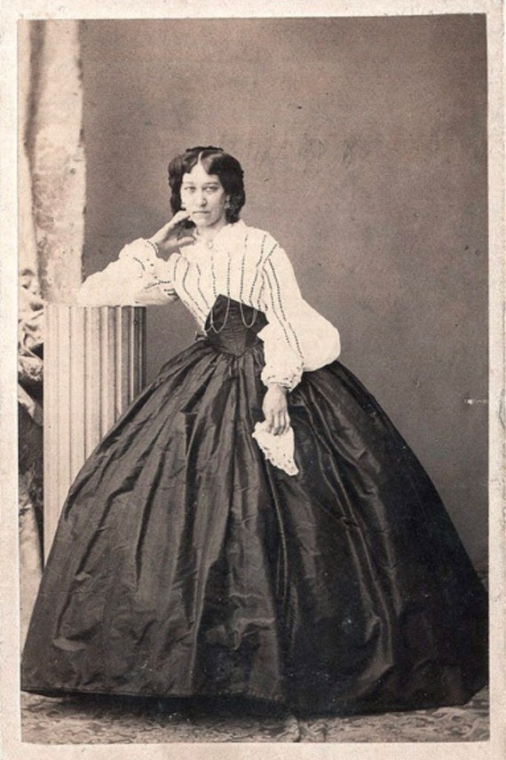 1860s Maroon Silk Swiss Waist Corset - image 5