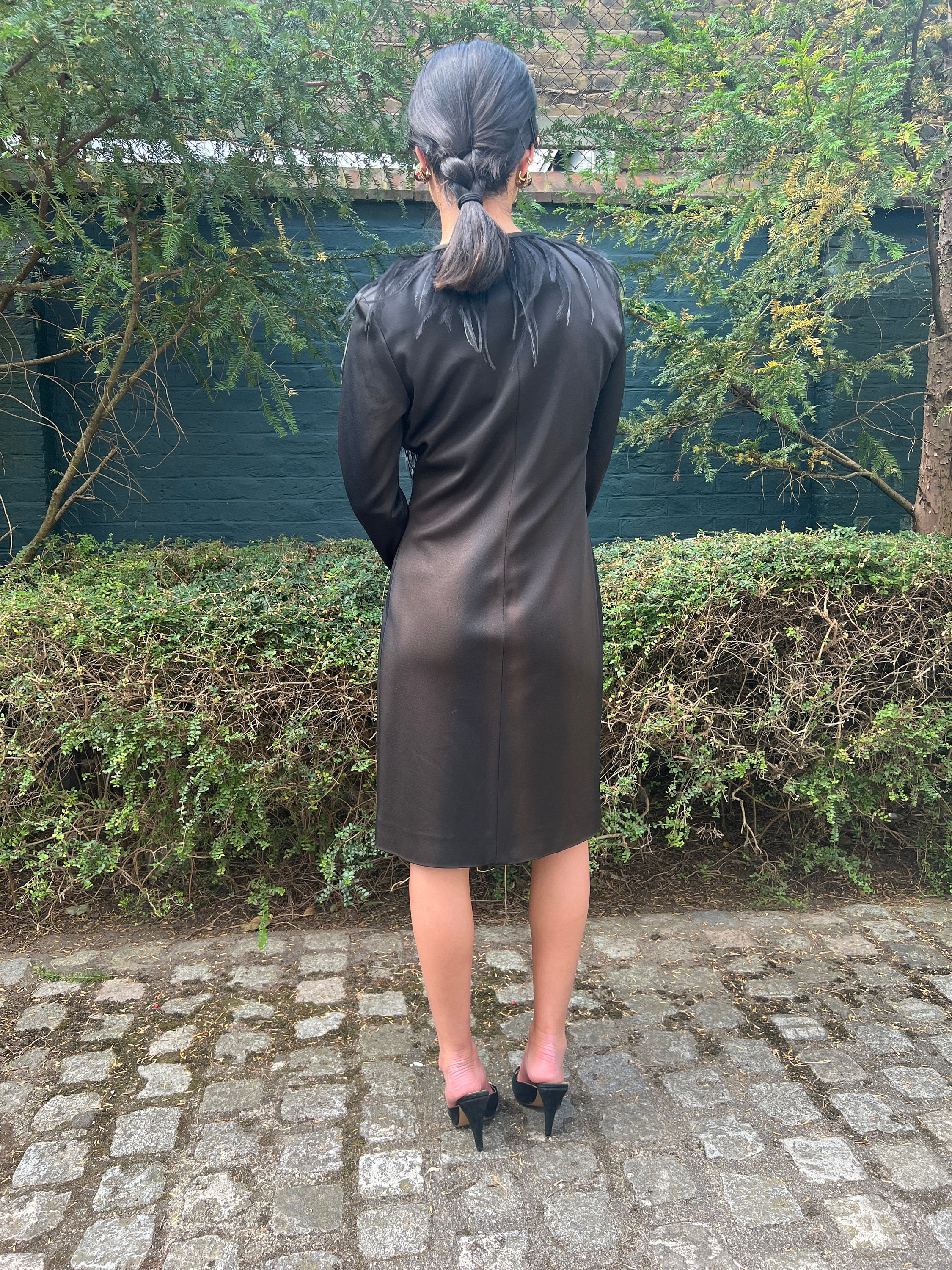 1999 Yves Saint Laurent Black Feather Wrap Dress - Etsy