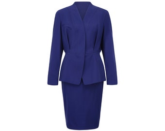 1990s Thierry Mugler Electric Blue Skirt Suit