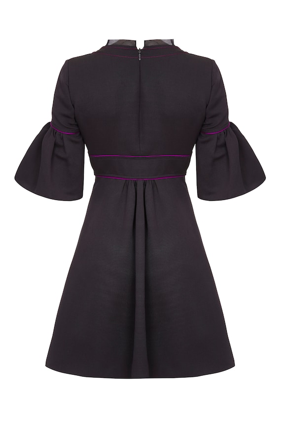 【関税&送料込】Gucci Black Crepe Mini Dress sz S NEW $2,200 GUCCI Black Compact HORSEBIT GG GOLD
