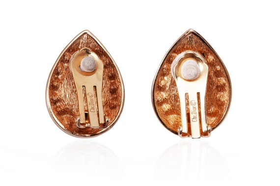 1990s Christian Dior Crystal and Pearl Tear Drop Earrings - Etsy